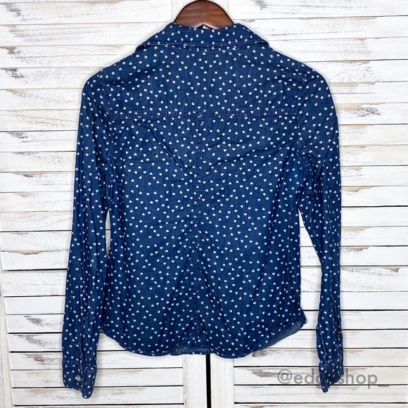 LC Lauren Conrad | Chambray Button Down Hearts - Picture 3 of 6